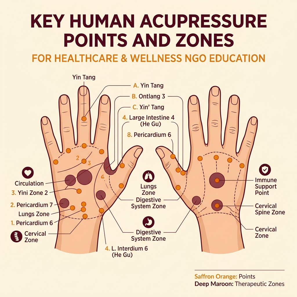 Acupressure Hand Pressure Points Map Illustration